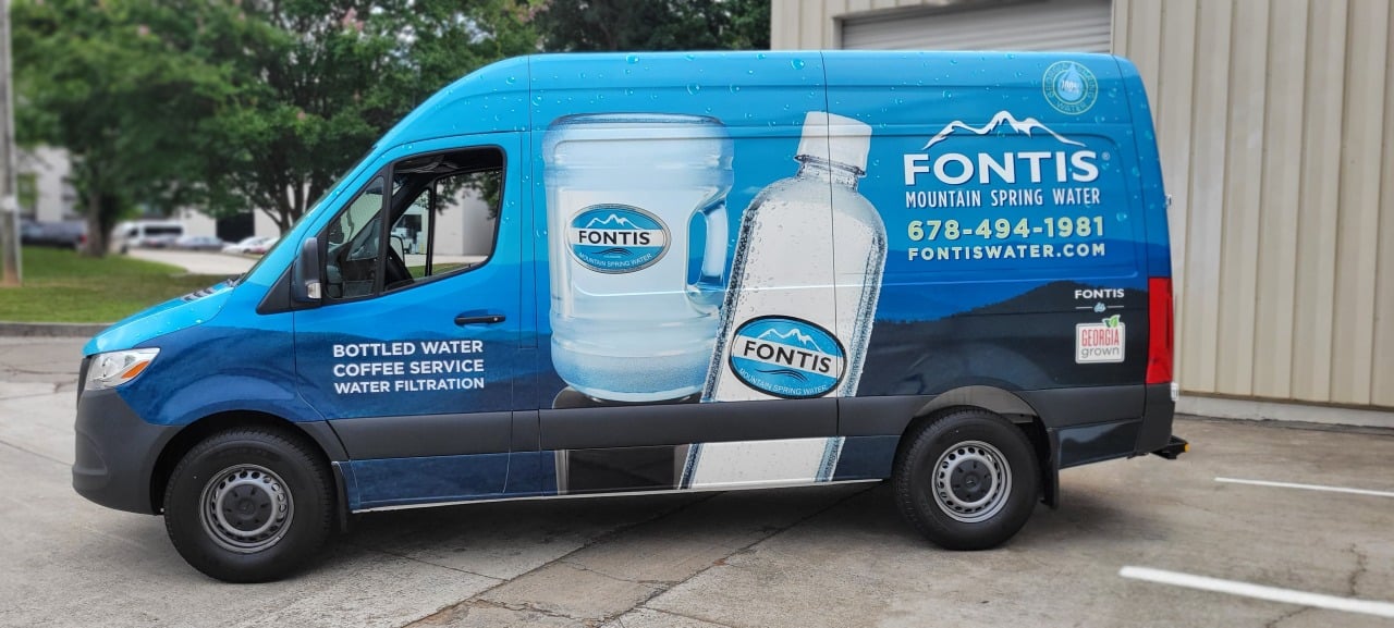 Sprinter van full wrap, Fontis Water, Marietta, GA, by High Stakes Creative