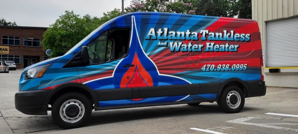 Cargo van full wrap, Atlanta Tankless Water Heater, by High Stakes Creative