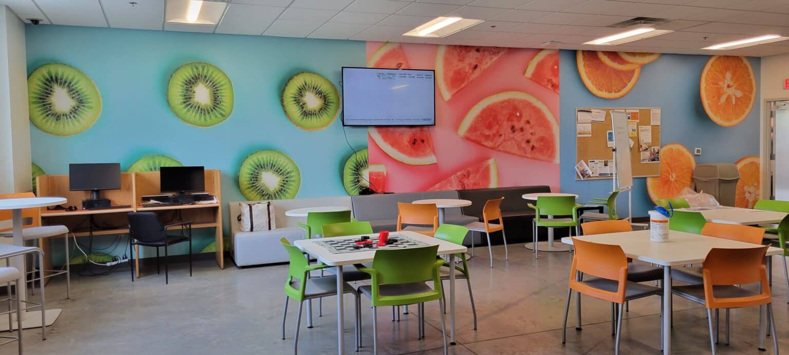 Fruit breakroom wall mural, Kerry, Rome, GA, by High Stakes Creative
