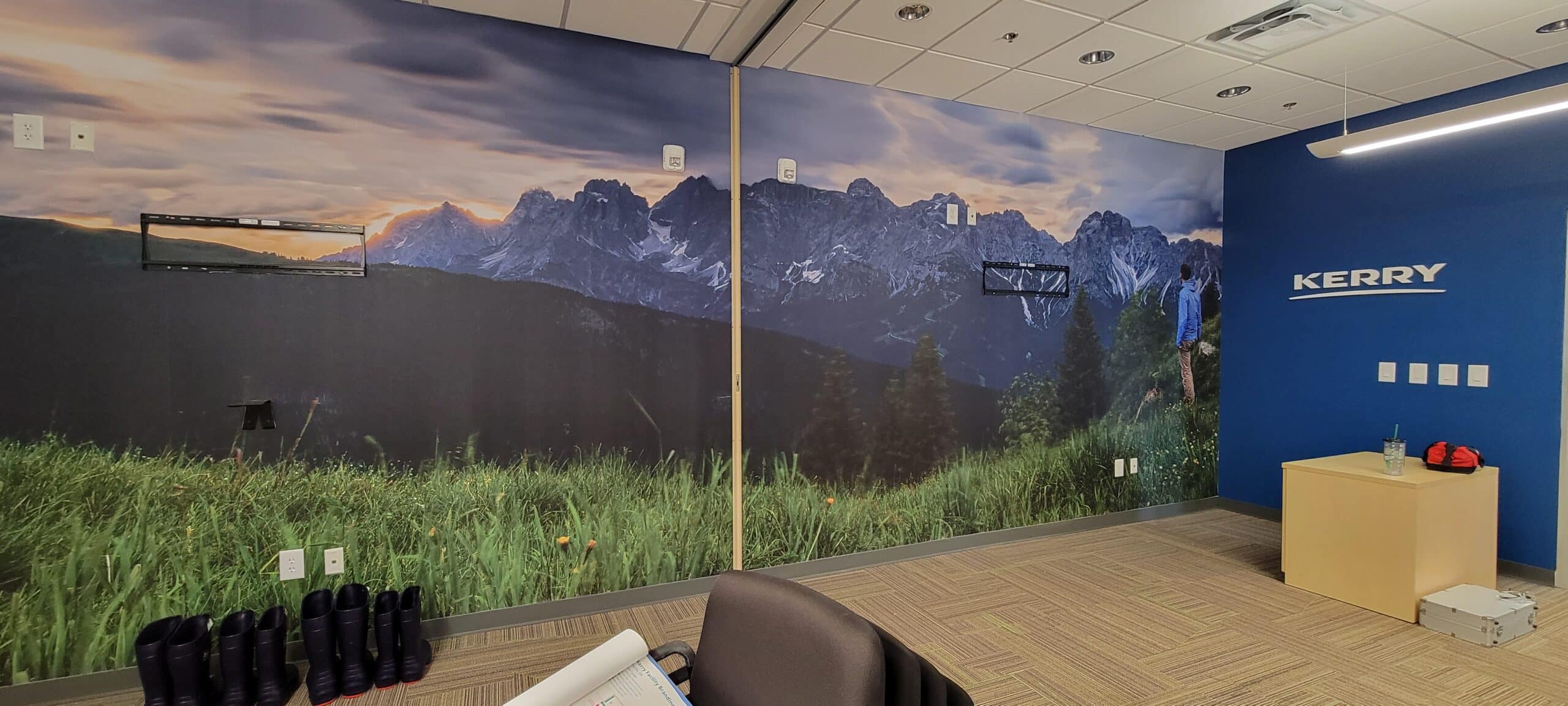 Mountain landscape office mural, Kerry, Rome, GA, by High Stakes Creative