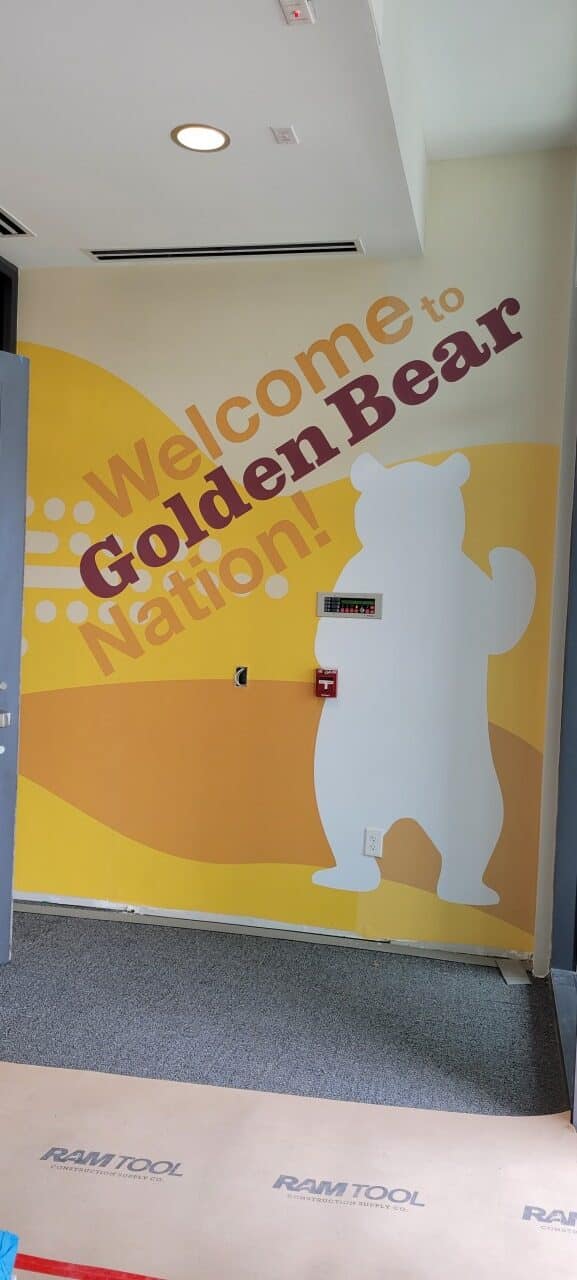 Golden Bears wall graphic, Holy Innocents Episcopal School, Atlanta, GA, by High Stakes Creative