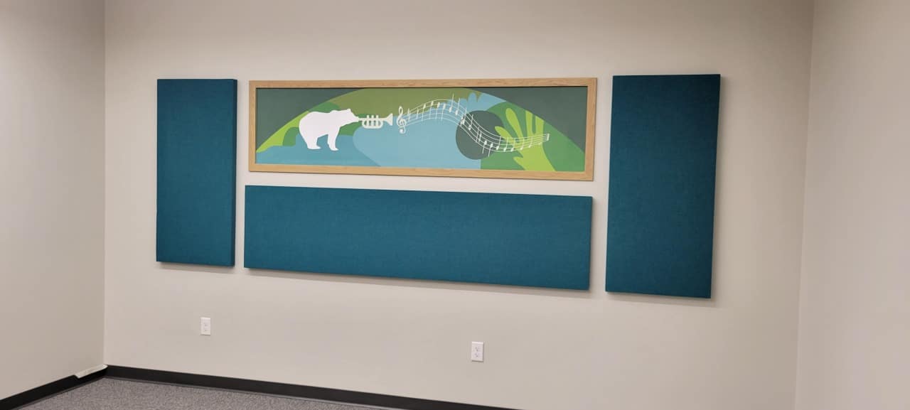 Classroom framed mural panels, Holy Innocents Episcopal School, Atlanta, GA, by High Stakes Creative