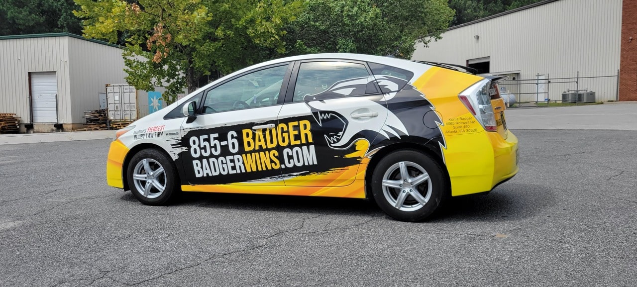 Prius wrap rear quarter, Badger, by High Stakes Creative