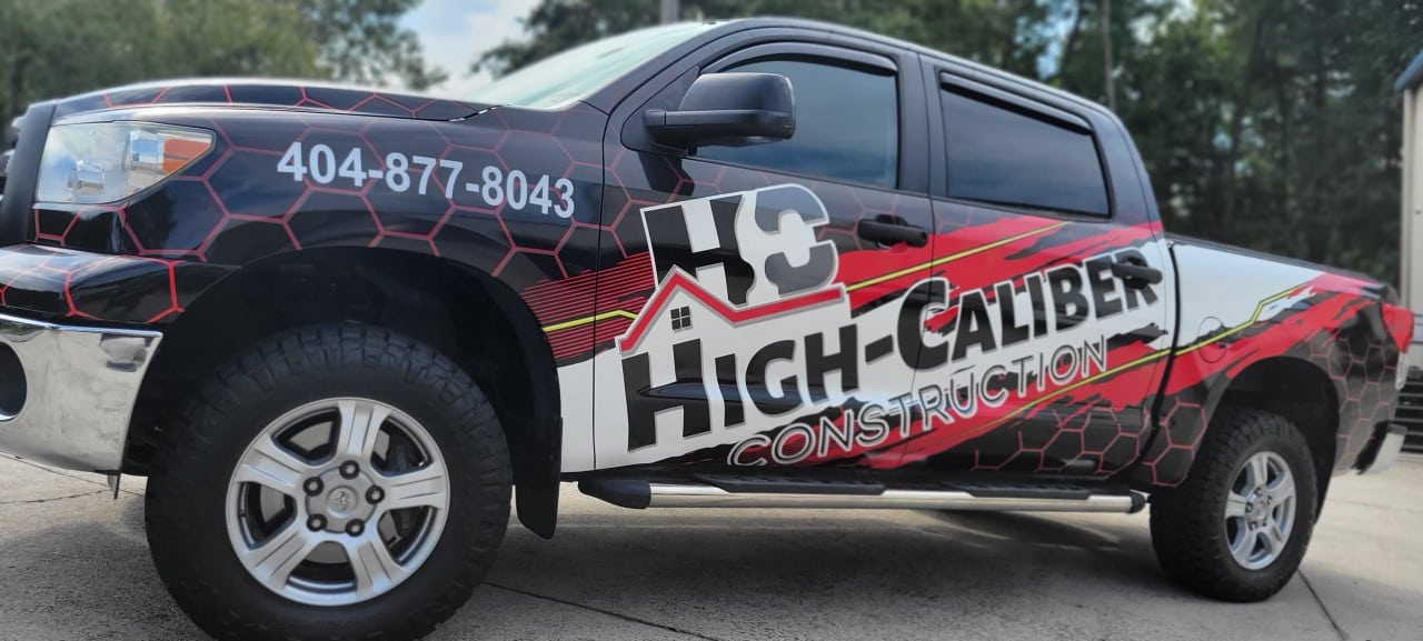 Pickup wrap door detail, High-Caliber, by High Stakes Creative