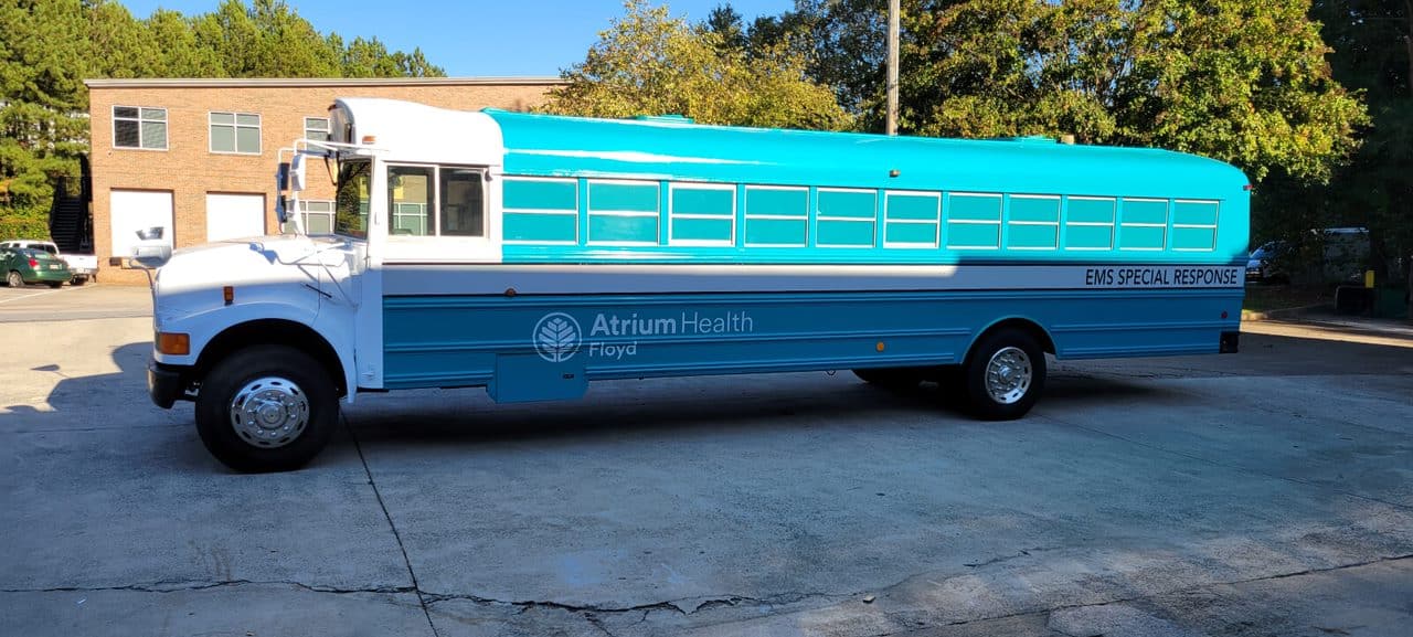 EMS Special Response bus wrap, Atrium Health Floyd, by High Stakes Creative