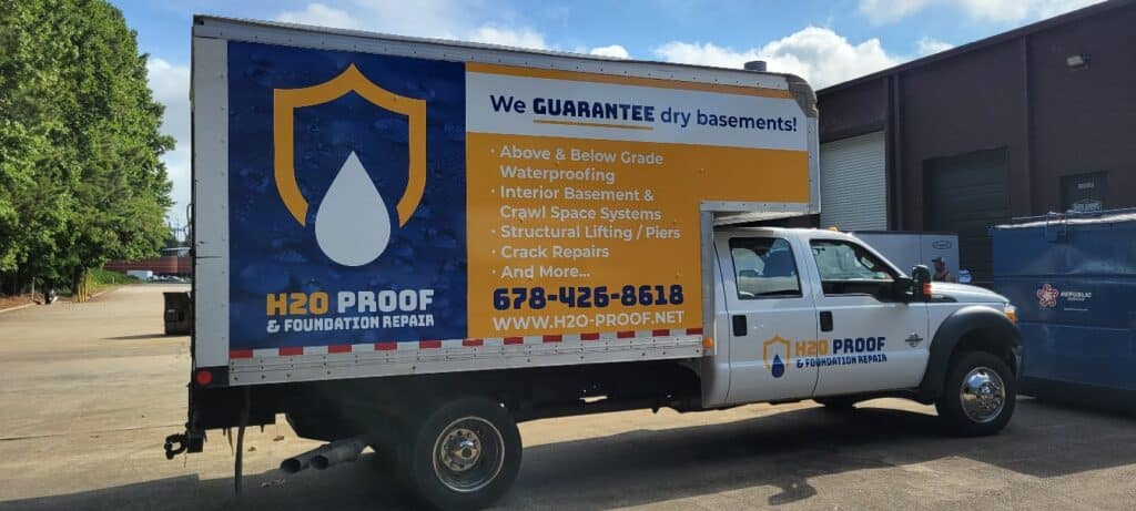 Box truck wrap, H2O Proof Foundation Repair, Acworth, GA, by High Stakes Creative