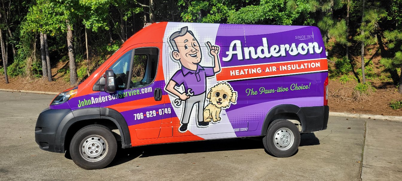 Cargo van wrap, Anderson Heating Air Insulation, Calhoun, GA, by High Stakes Creative