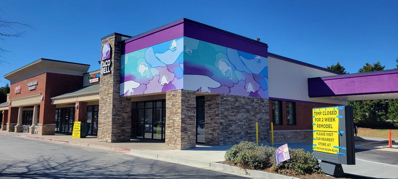Taco Bell exterior building wrap, Taco Bell, by High Stakes Creative