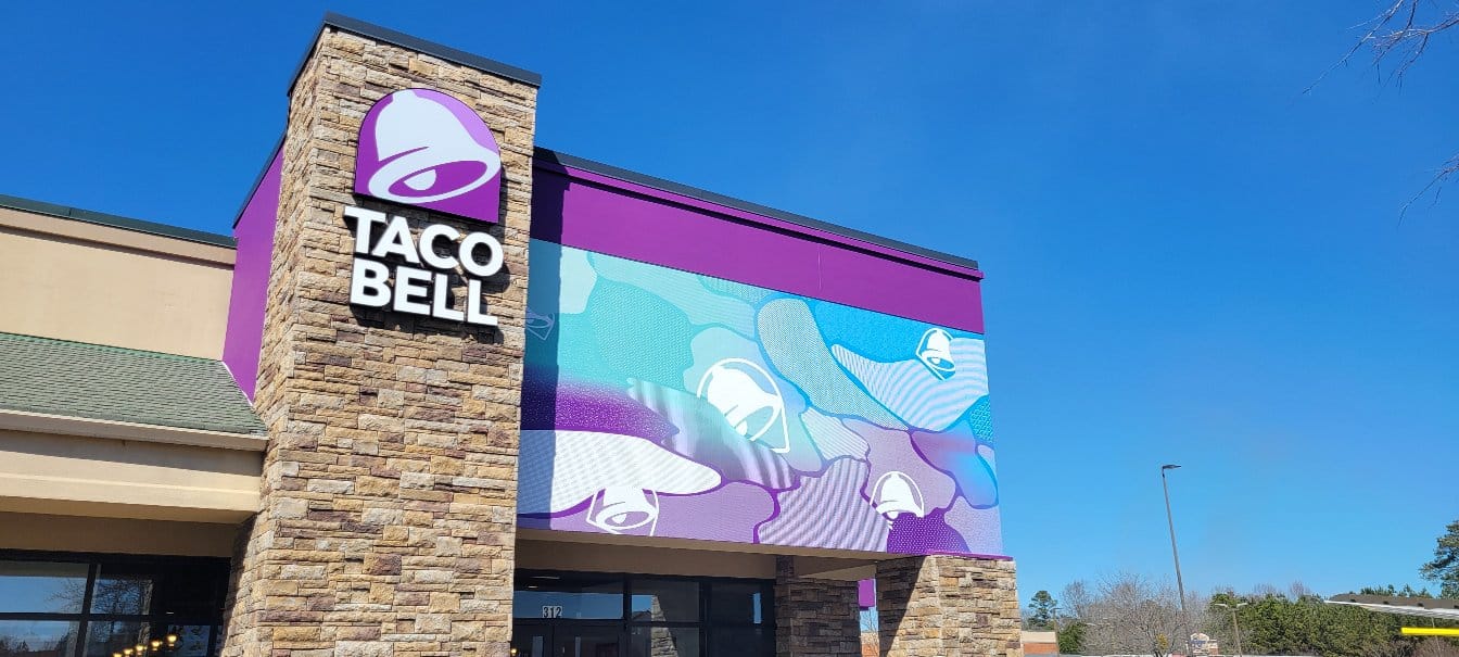 Taco Bell exterior wrap with logo, Taco Bell, by High Stakes Creative