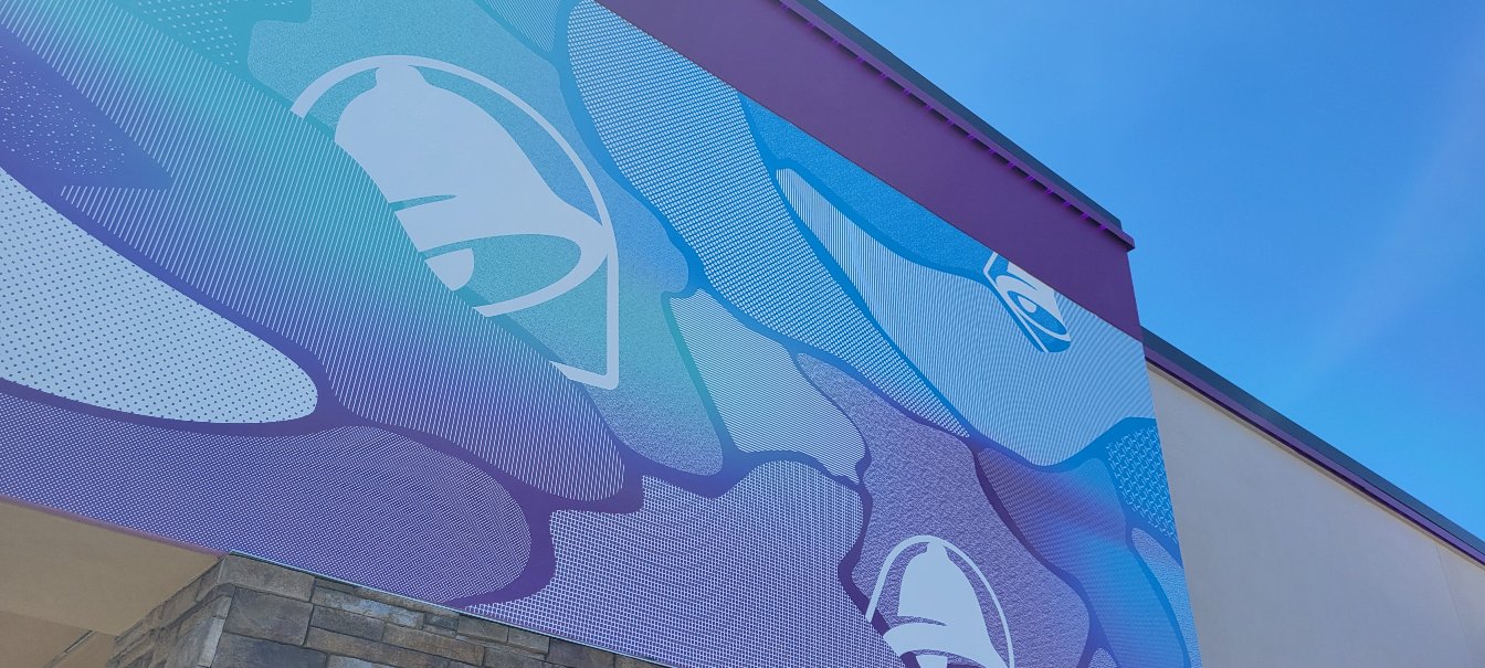 Taco Bell exterior building wrap, Taco Bell, by High Stakes Creative