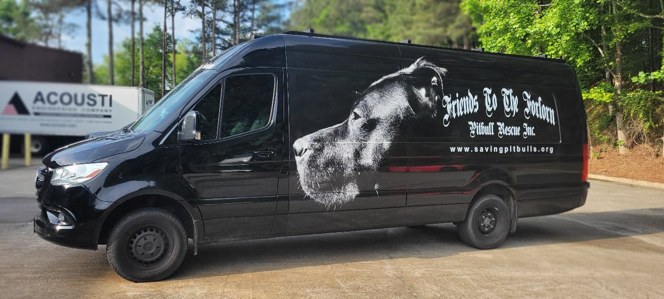 Sprinter van wrap, Friends to the Forlorn Pitbull Rescue, Dallas, GA, by High Stakes Creative