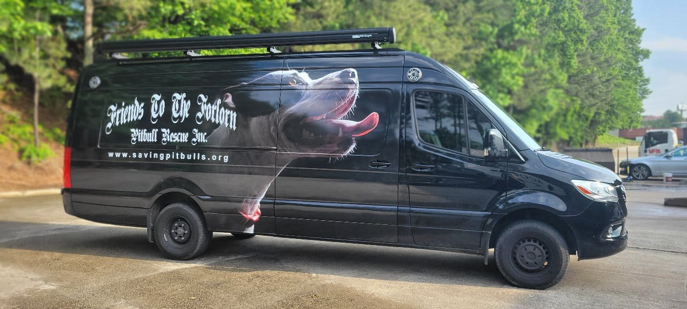 Sprinter van wrap, Friends to the Forlorn Pitbull Rescue, Dallas, GA, by High Stakes Creative
