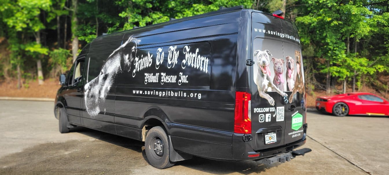 Sprinter van wrap, Friends to the Forlorn Pitbull Rescue, Dallas, GA, by High Stakes Creative