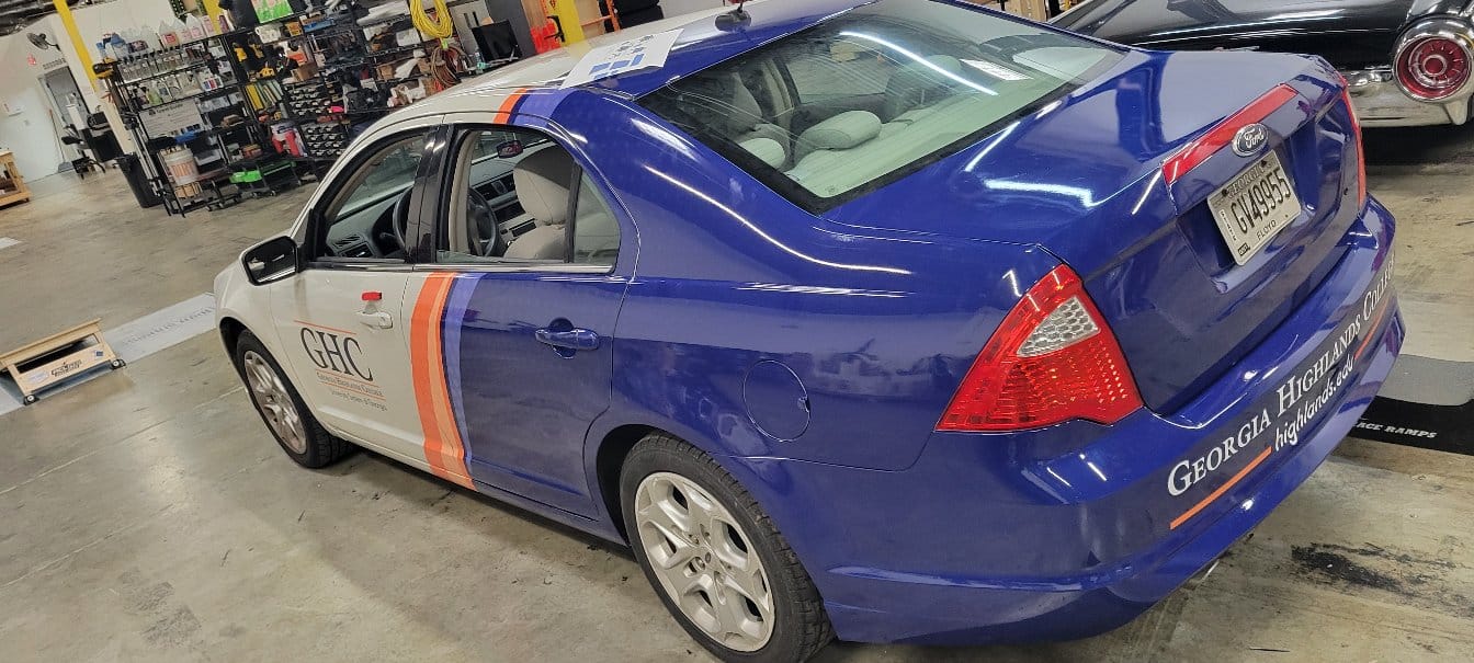 Sedan wrap front, Georgia Highlands College, Rome, GA, by High Stakes Creative