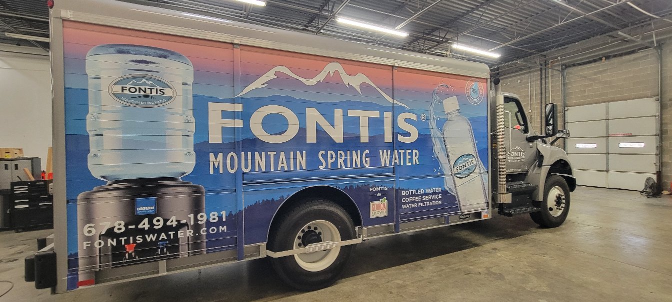 Box truck wrap for Fontis Water in Marietta, GA, by High Stakes Creative