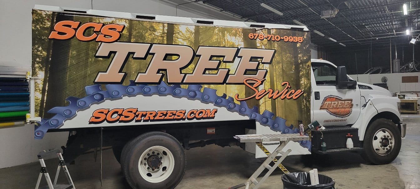 Box truck wrap rear quarter, SCS Tree, Woodstock, GA, by High Stakes Creative