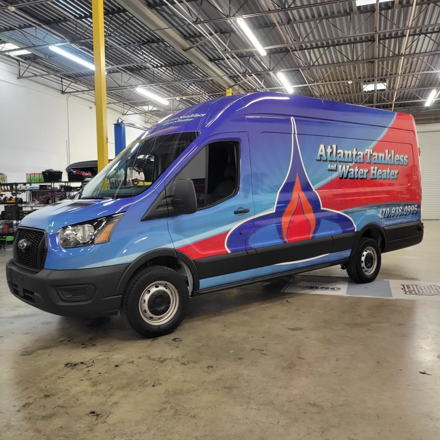 Transit van wrap, Atlanta Tankless Water Heater, by High Stakes Creative