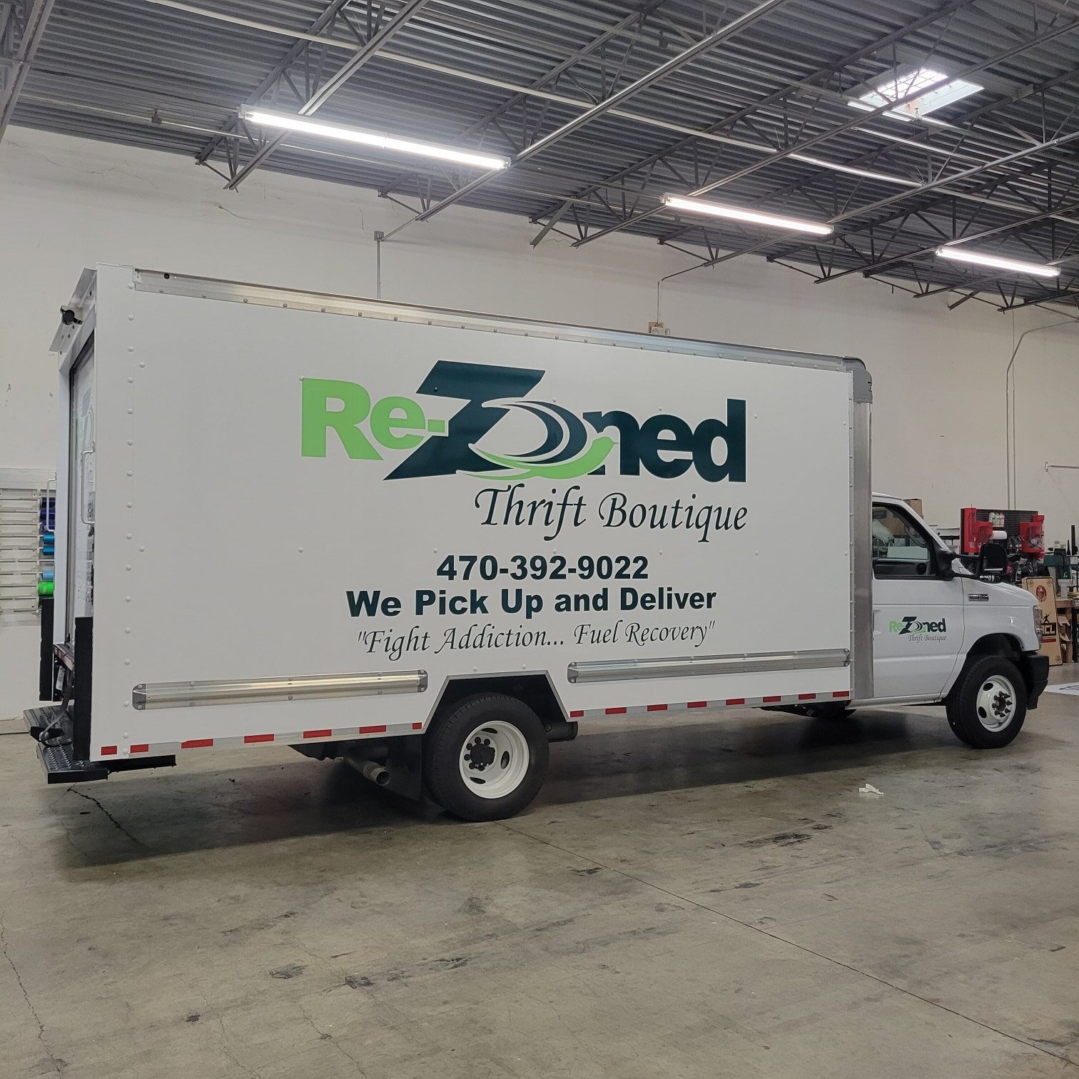 Box truck graphics, ReZoned Thrift Boutique, Marietta, GA, by High Stakes Creative