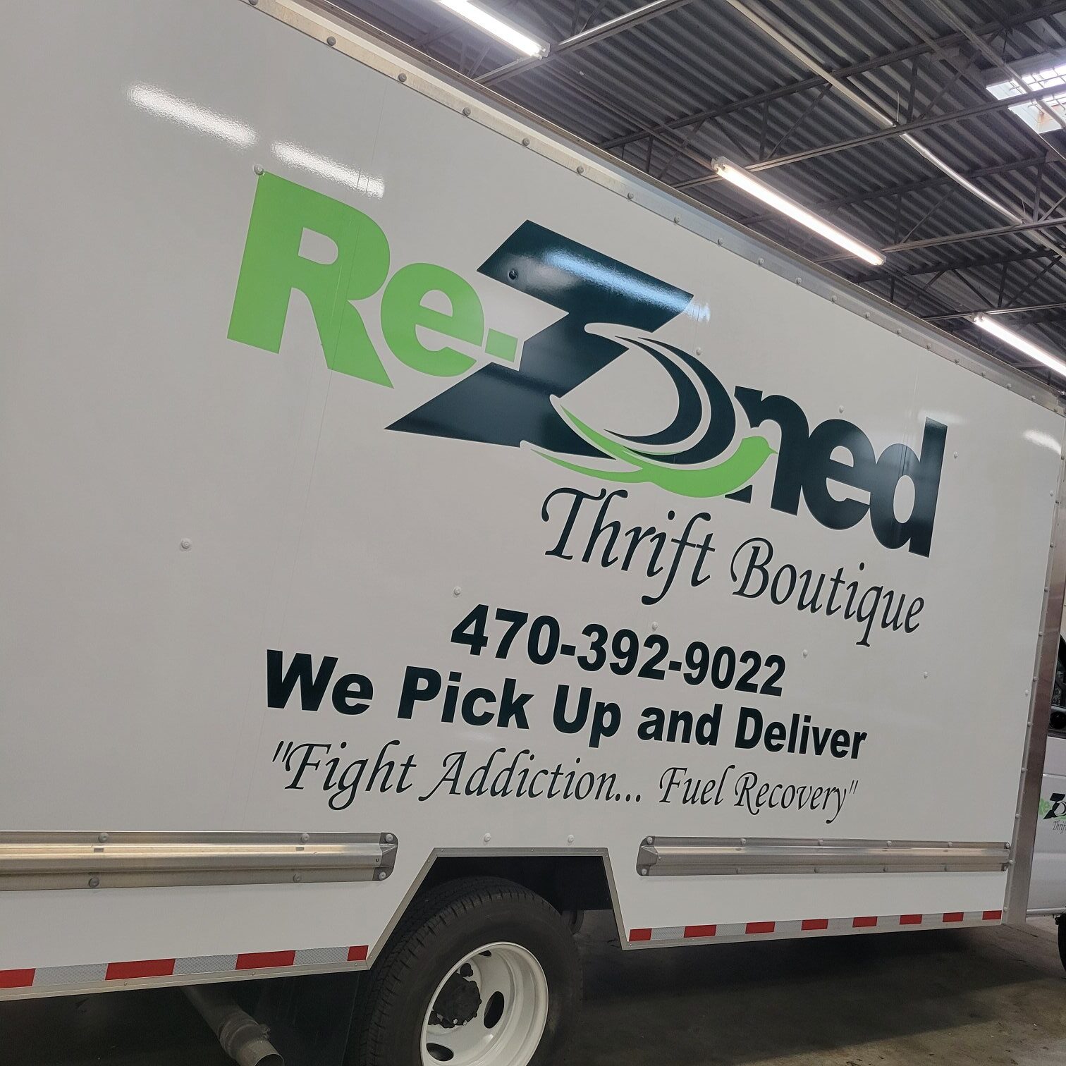 Box truck side graphics, ReZoned Thrift Boutique, Marietta, GA, by High Stakes Creative
