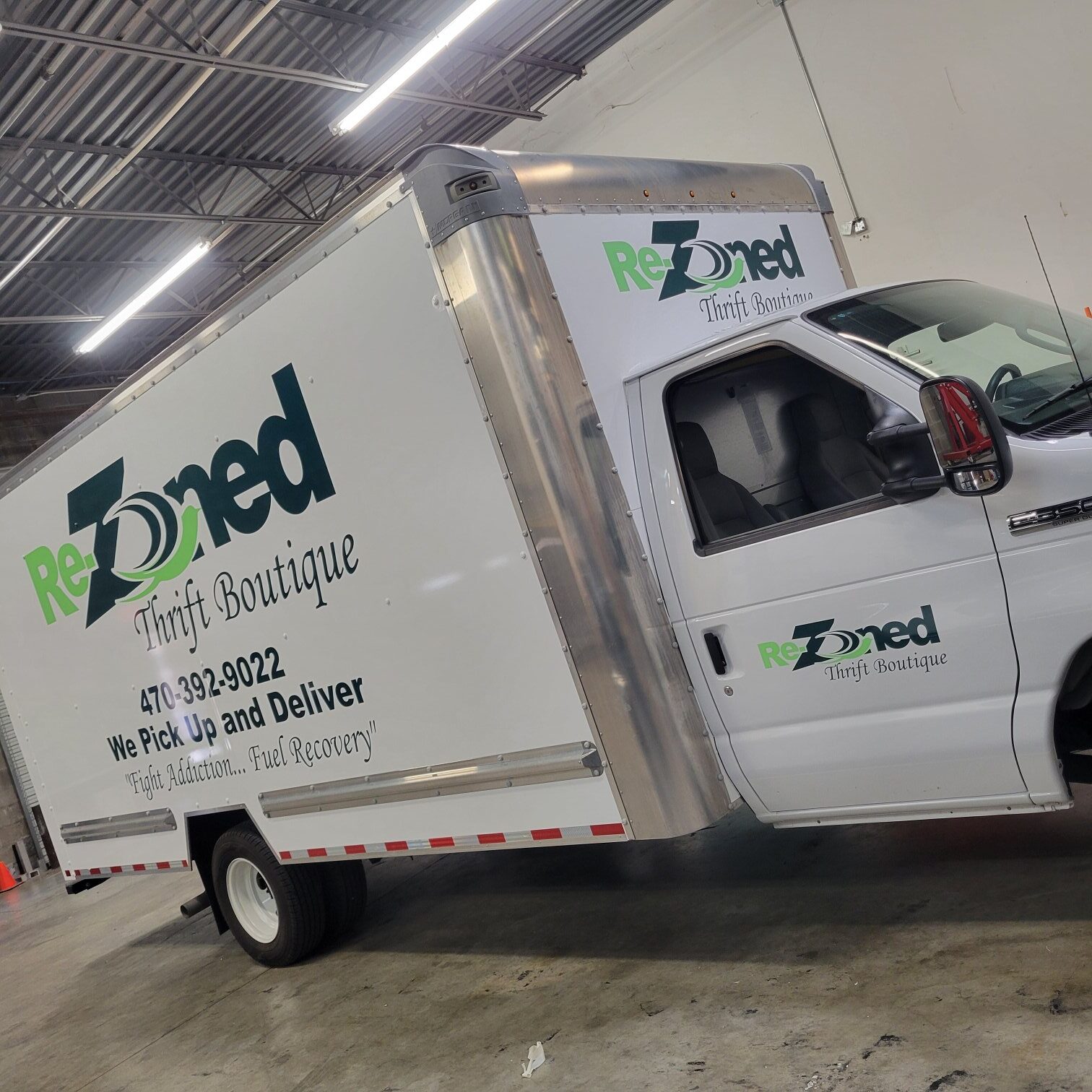 Box truck graphics, ReZoned Thrift Boutique, Marietta, GA, by High Stakes Creative