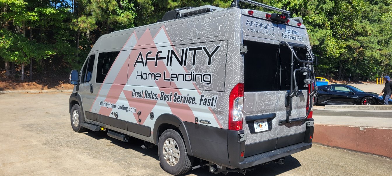 Van wrap rear quarter, Affinity Home Lending, Marietta, GA, by High Stakes Creative