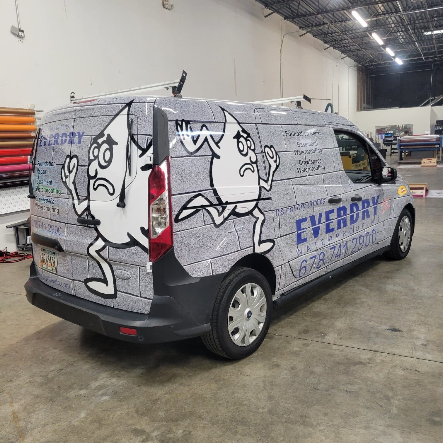 Van wrap rear quarter, Everdry Waterproofing, Acworth, GA, by High Stakes Creative