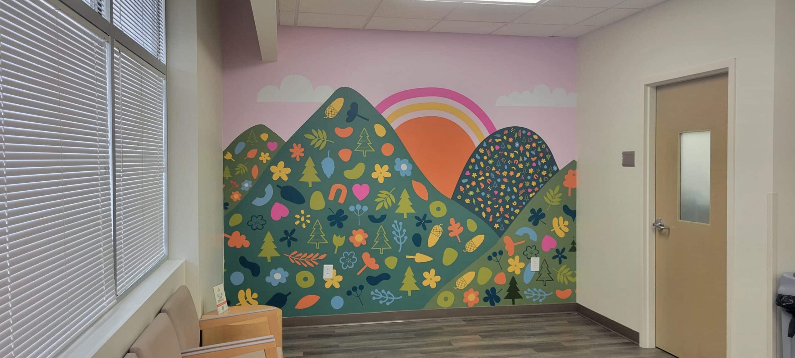 Sunrise hills wall mural, by High Stakes Creative