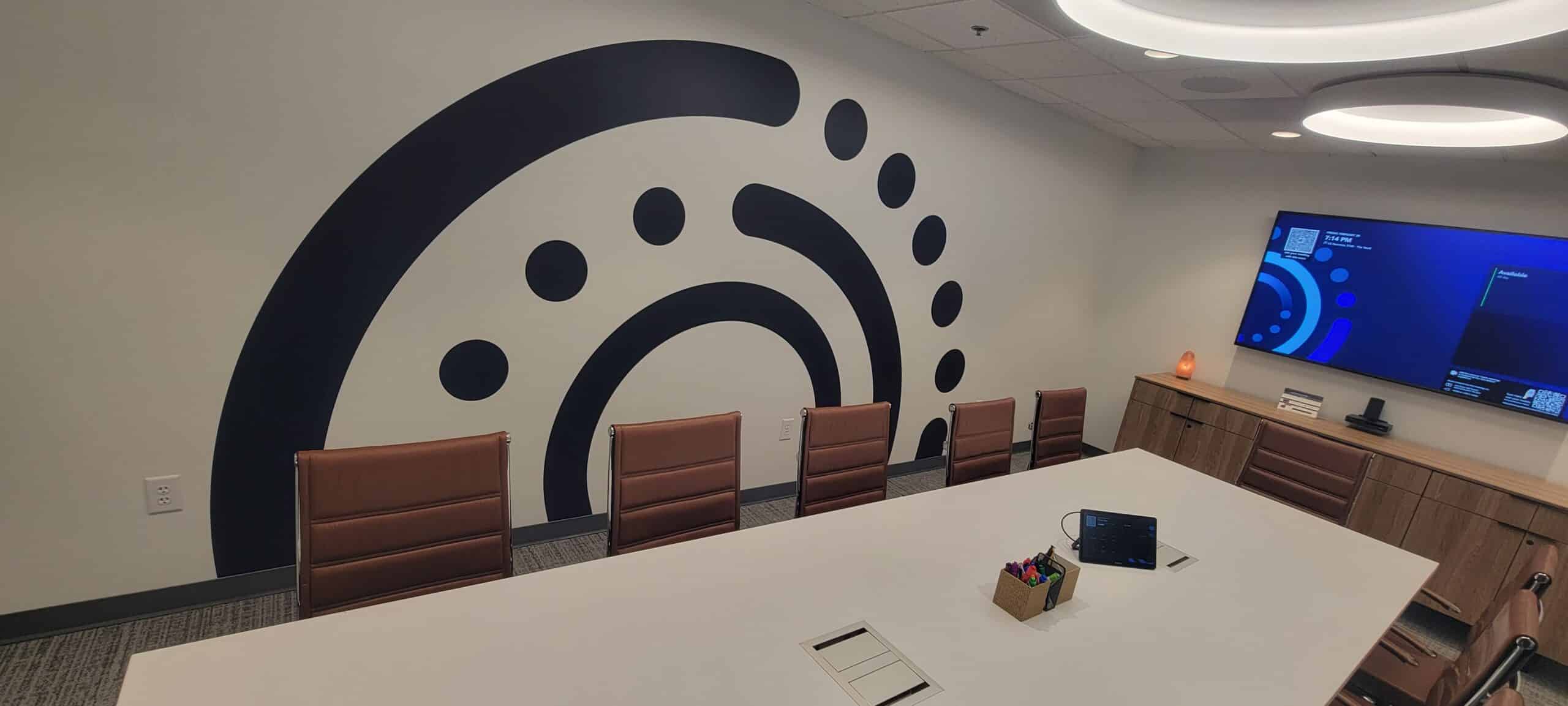Conference room brand mark wall, Informa, Sandy Springs, GA, by High Stakes Creative