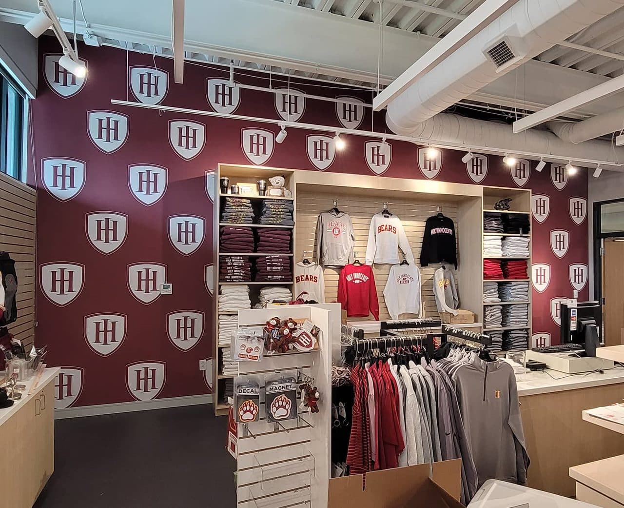 School store wallcovering, Holy Innocents' Episcopal School, Sandy Springs, GA, by High Stakes Creative
