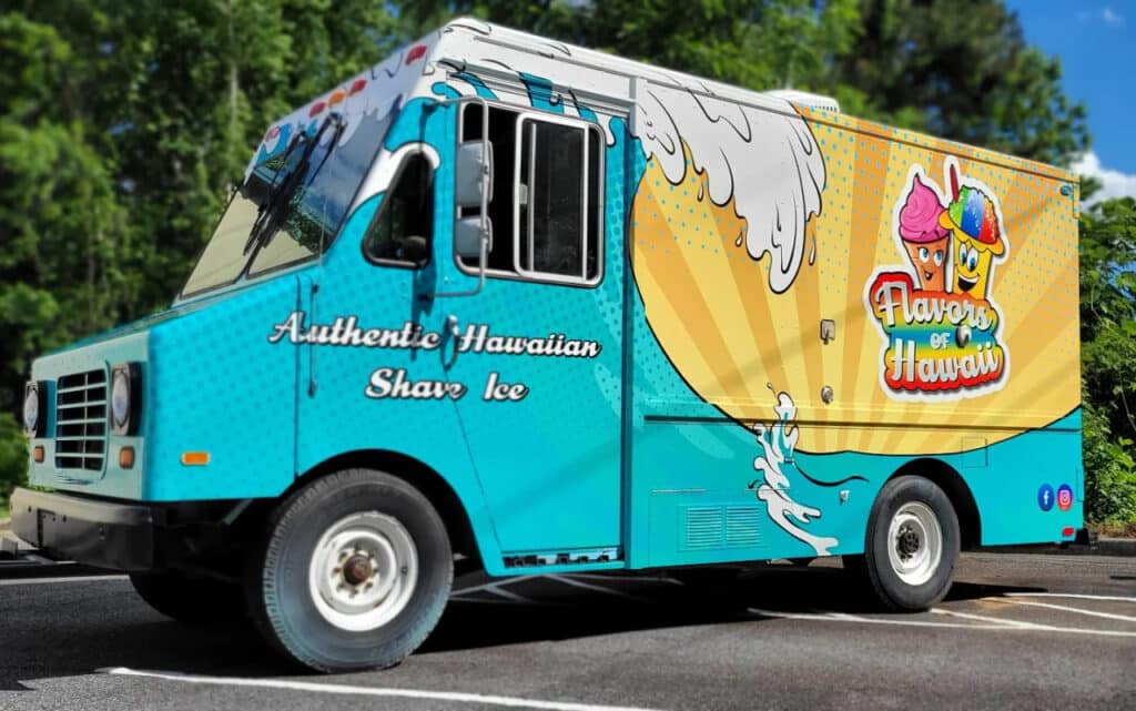 Shave ice food truck wrap, Flavors of Hawaii, Acworth, GA, by High Stakes Creative