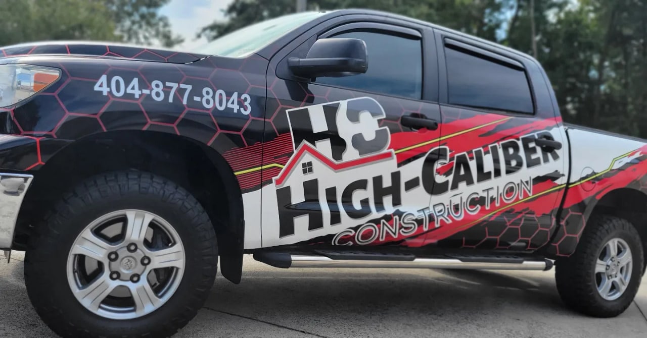 Pickup truck wrap side, High-Caliber, by High Stakes Creative