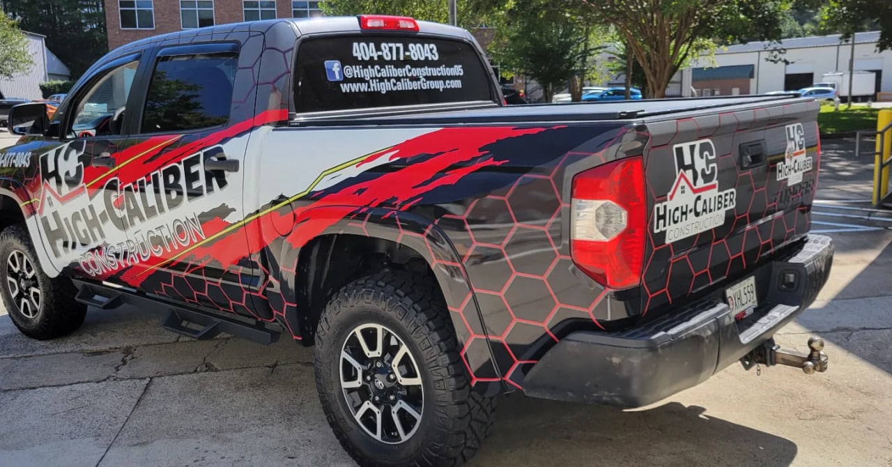 Pickup truck wrap rear quarter, High-Caliber, by High Stakes Creative