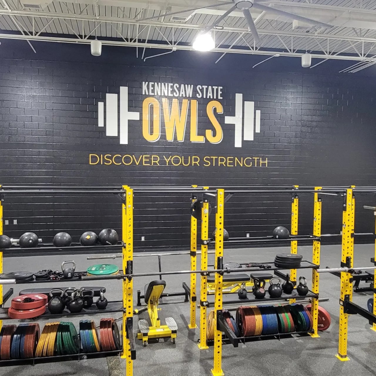 Kennesaw State OWLS gym wall graphics installed by High Stakes Creative