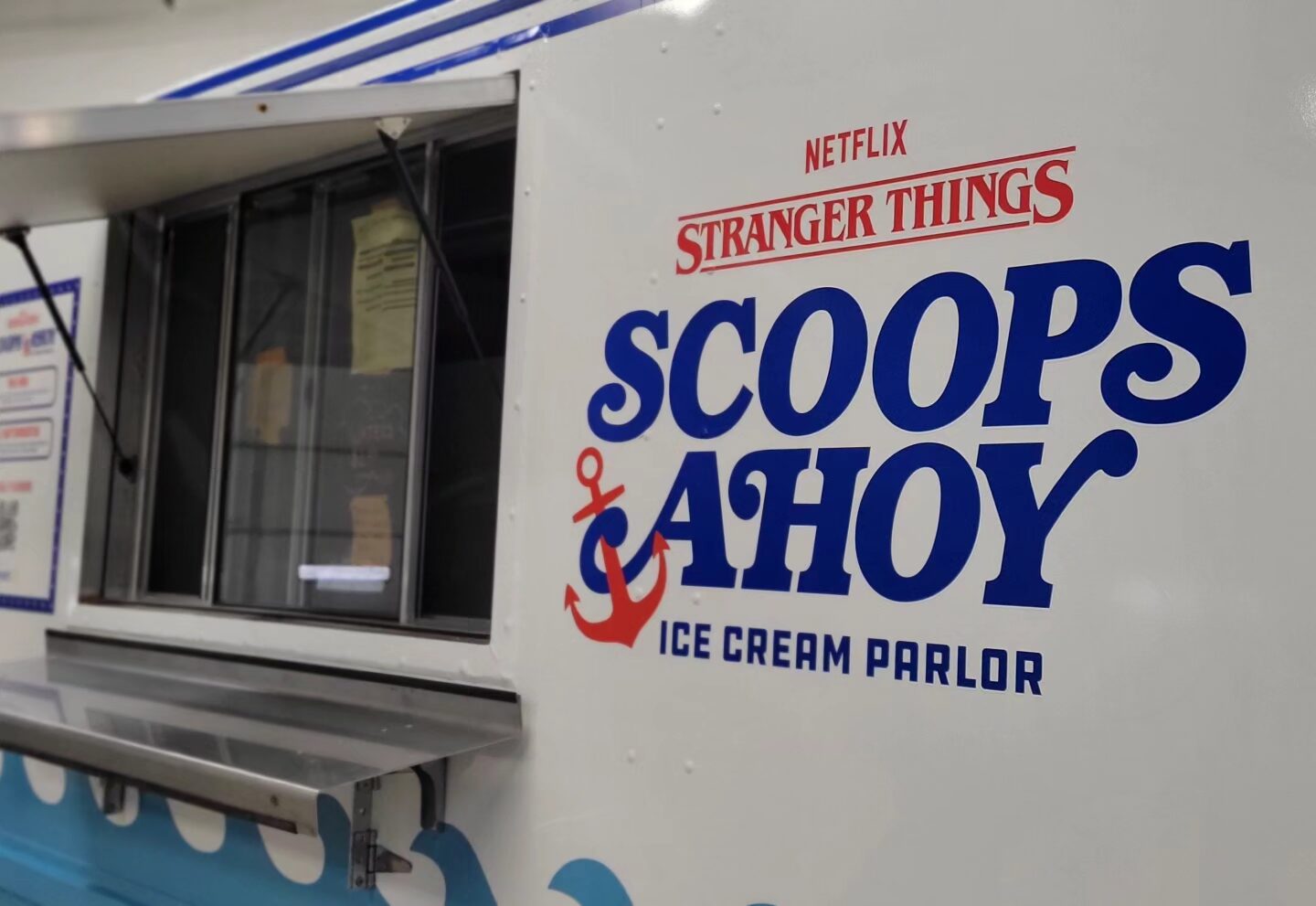Food truck serving window wrap, Scoops Ahoy, by High Stakes Creative