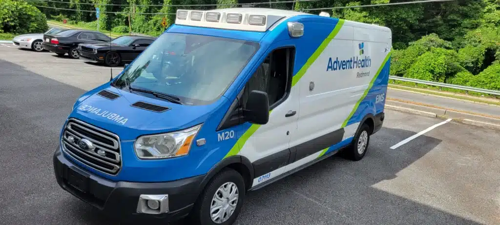 Ambulance fleet graphics, AdventHealth, by High Stakes Creative, serving Canton, GA