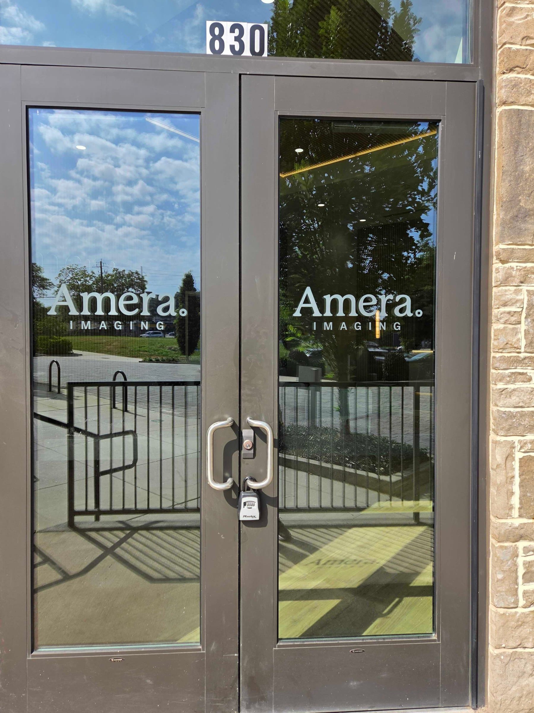 Frosted glass door logos and suite film, Amera, Kennesaw, GA, by High Stakes Creative