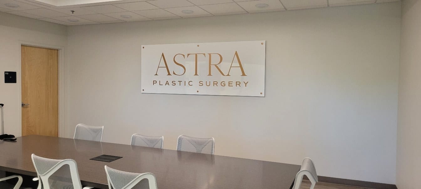 Logo panel in conference room, Astra Plastic Surgery, by High Stakes Creative
