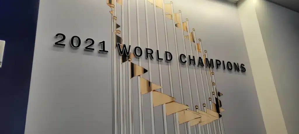 World Champions wall graphics, Atlanta Braves, by High Stakes Creative