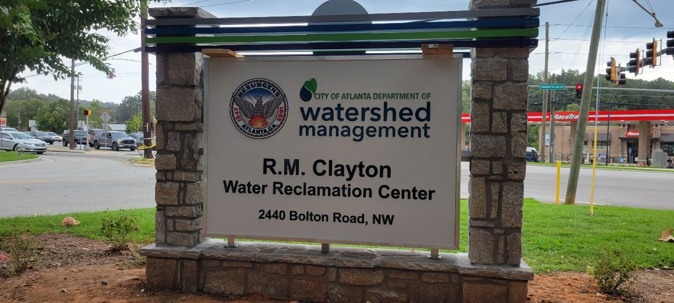 Monument straight on, City of Atlanta Department of Watershed Management, Atlanta, GA, by High Stakes Creative