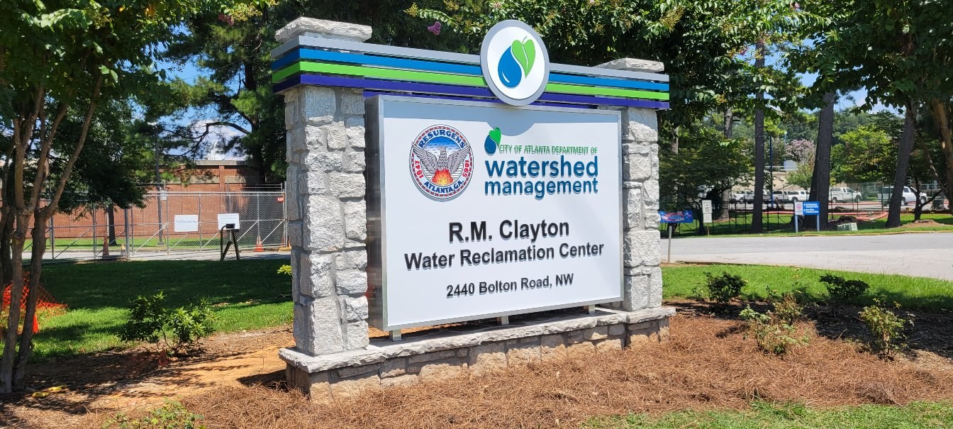Monument angled, City of Atlanta Department of Watershed Management, Atlanta, GA, by High Stakes Creative