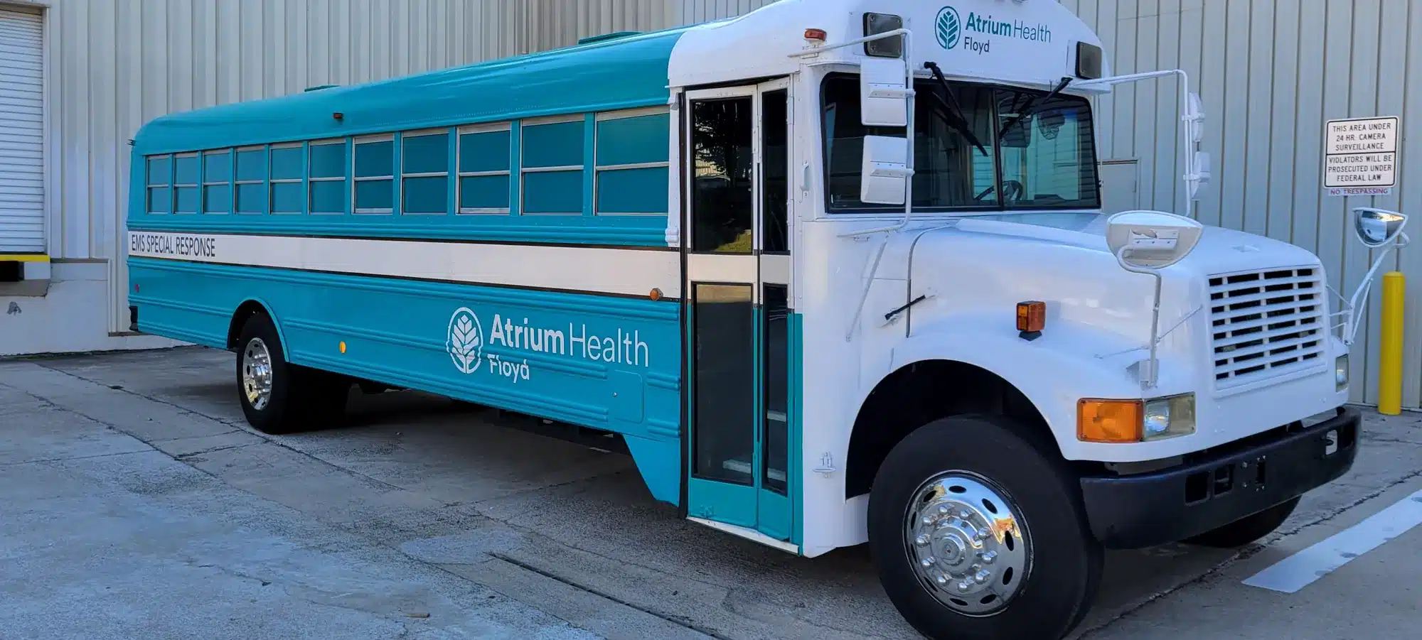 EMS Special Response bus after its wrap, Atrium Health Floyd, Rome, GA, by High Stakes Creative