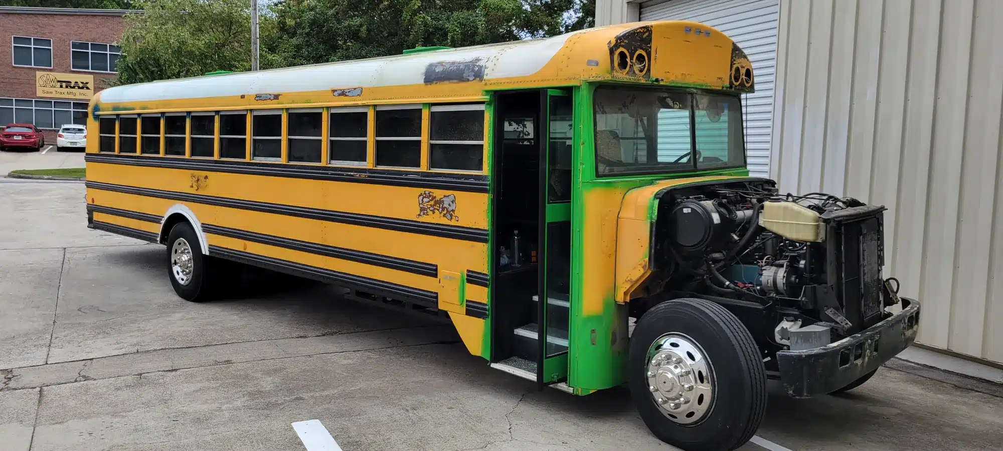 School bus before its wrap, Atrium Health Floyd, Rome, GA, by High Stakes Creative
