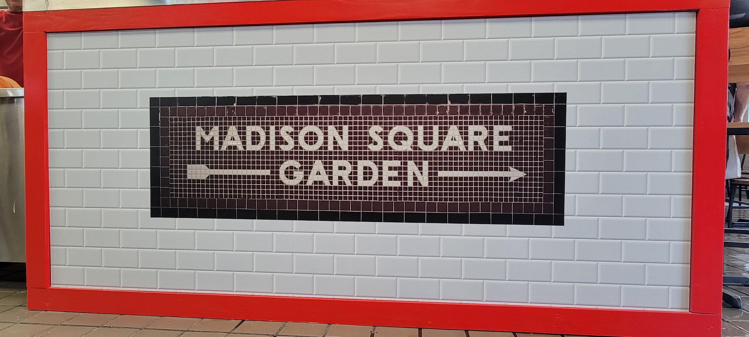 Madison Square Garden subway-tile style wall graphic, Baby Tommy's Taste of New York, by High Stakes Creative