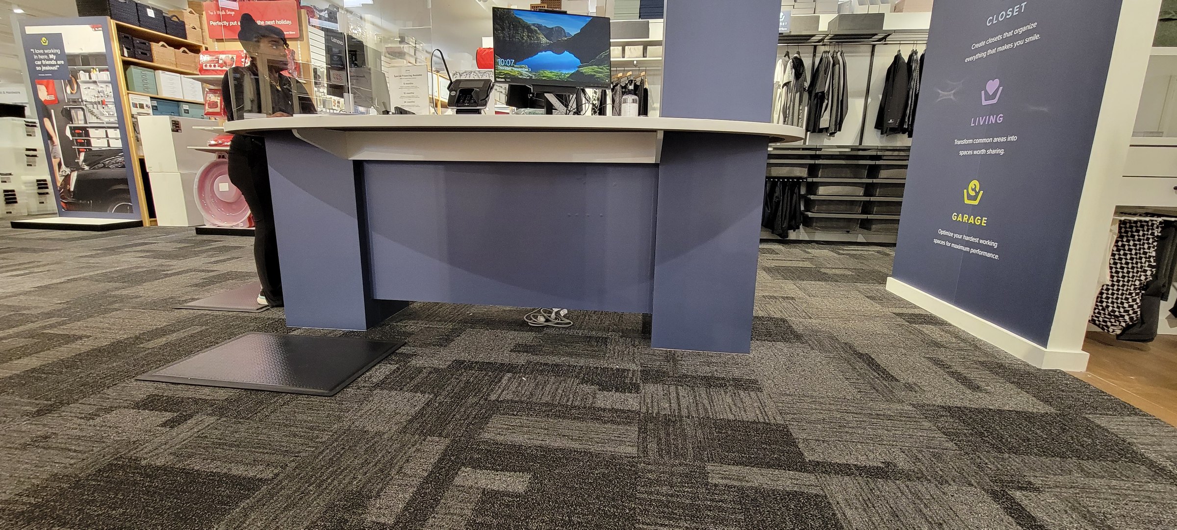 Custom Spaces design desk wrap and column graphics, The Container Store, Alpharetta, GA, by High Stakes Creative