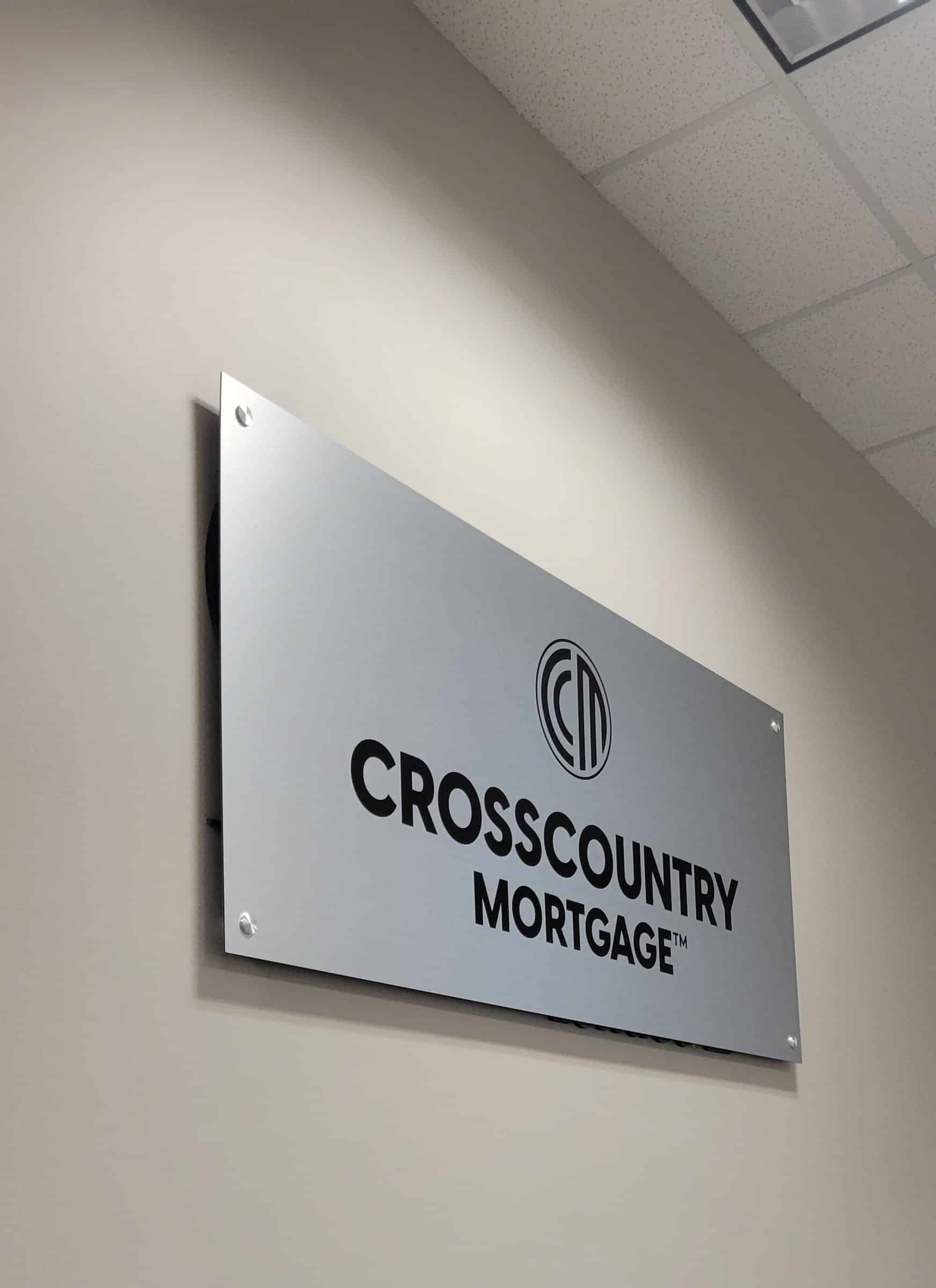Brushed aluminum interior logo panel, CrossCountry Mortgage, by High Stakes Creative