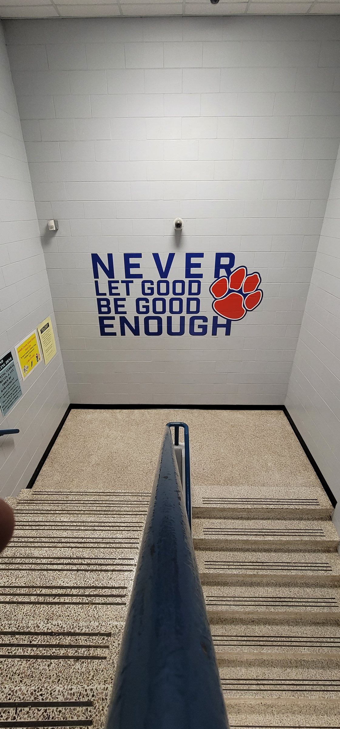 Stairwell landing motto wall graphic, Dunwoody High School, Dunwoody, GA, by High Stakes Creative