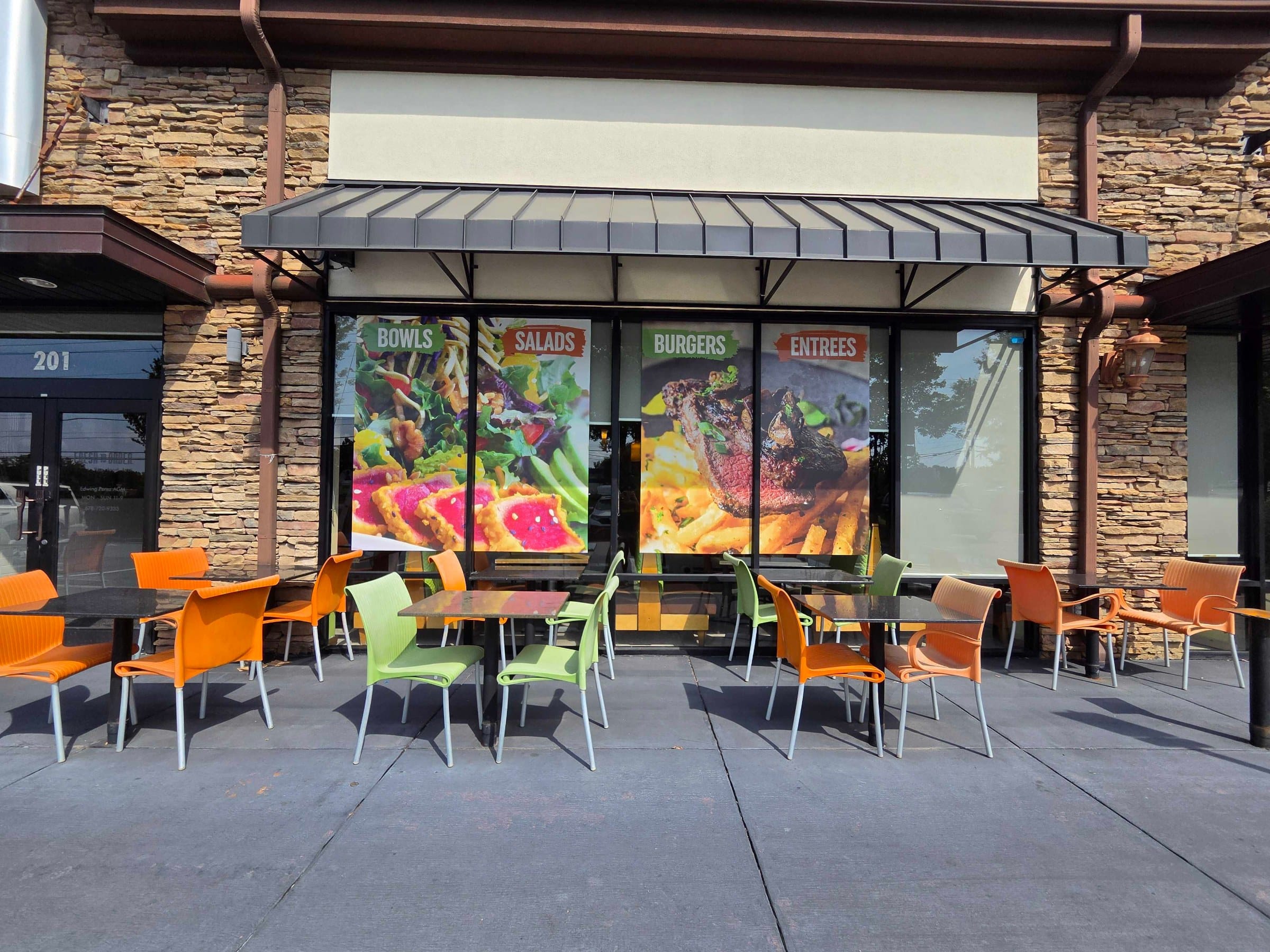 Storefront window graphics patio, Fresh To Order, by High Stakes Creative