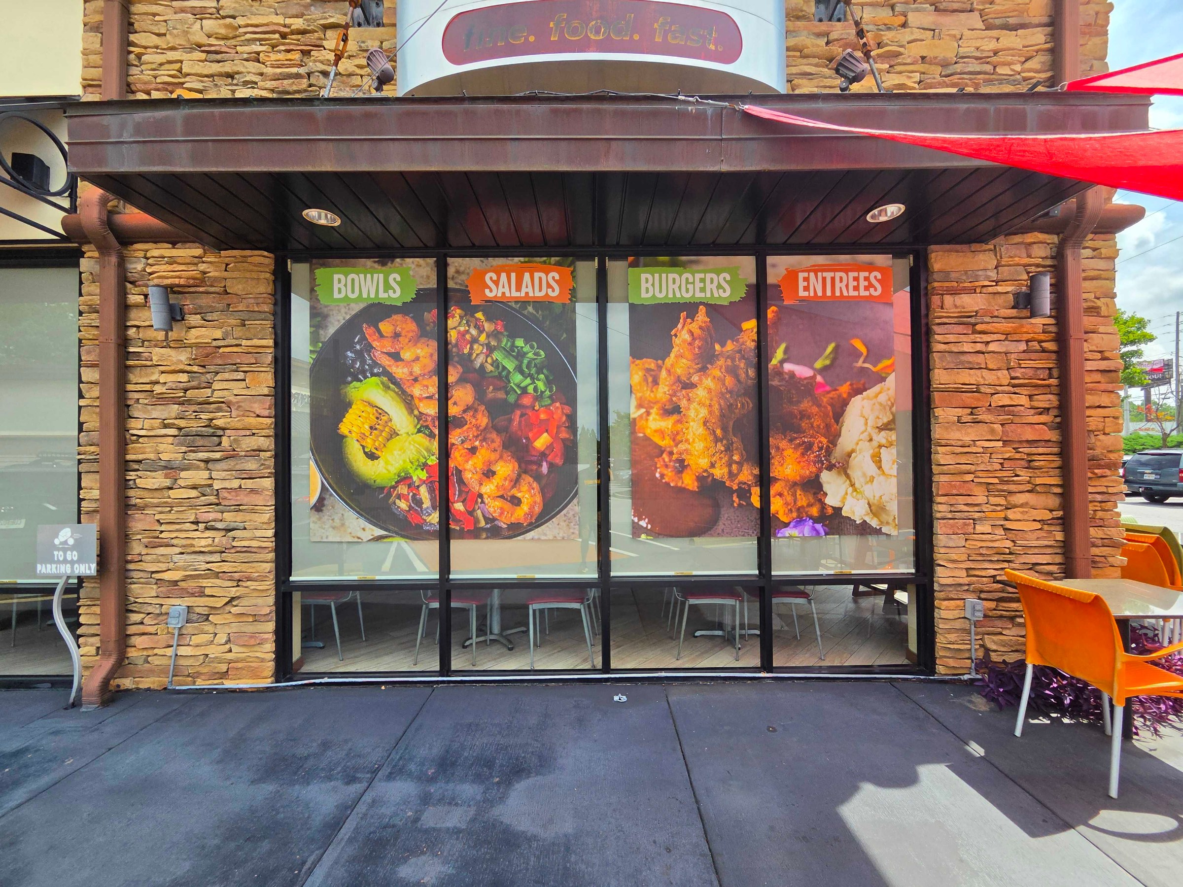Storefront window graphics patio, Fresh To Order, by High Stakes Creative