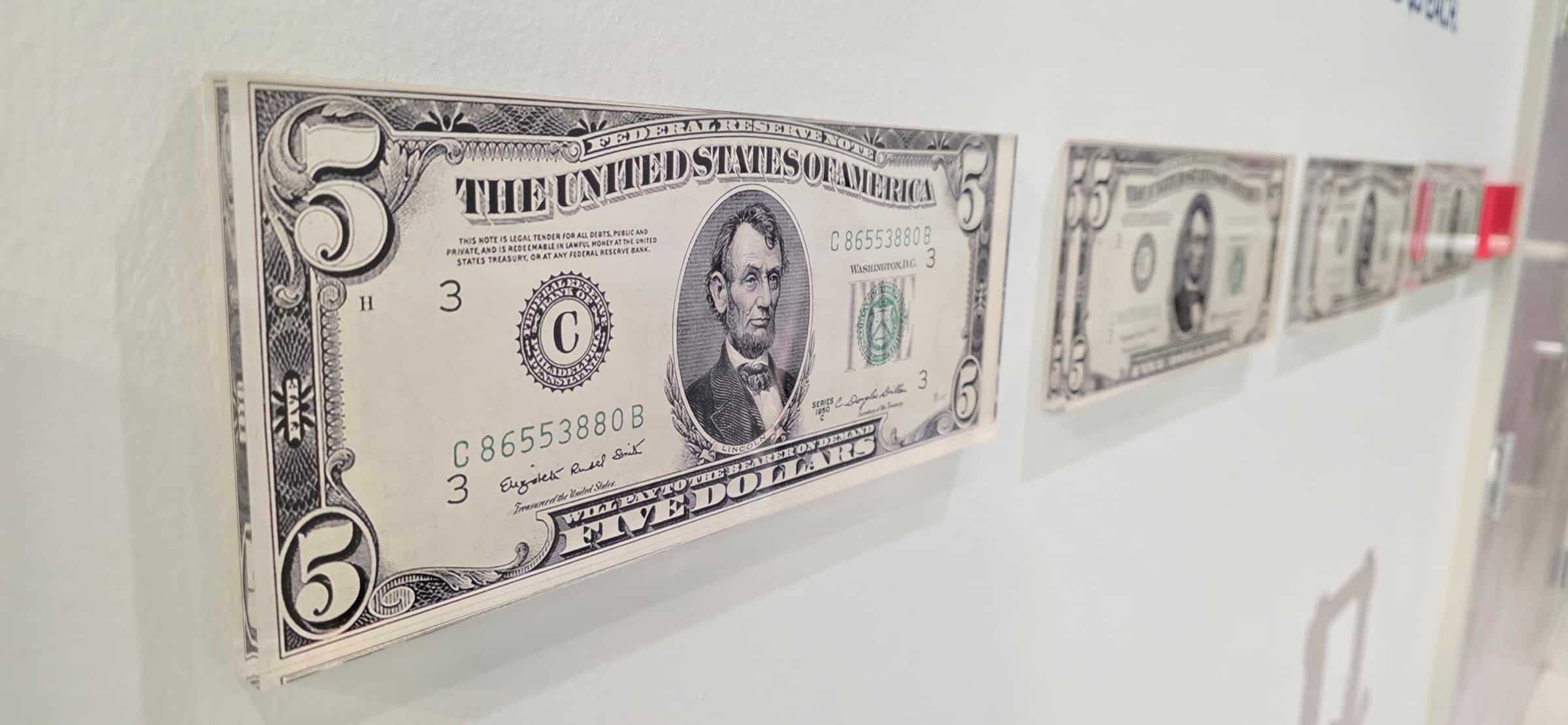 Currency and history wall graphics, Five Star Credit Union, Dothan, AL, by High Stakes Creative