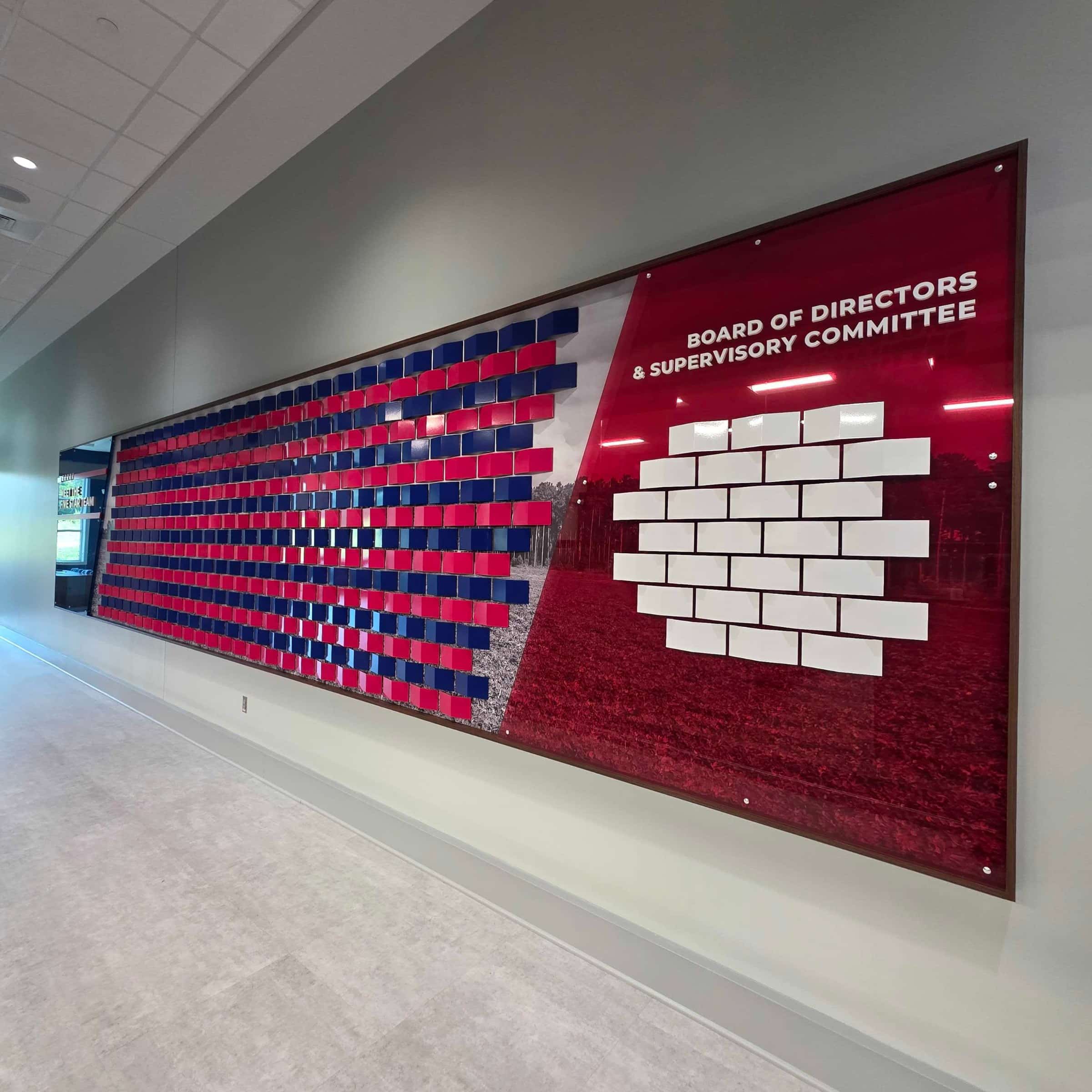 "Meet the Five Star team" and board of directors wall, Five Star Credit Union, Dothan, AL, by High Stakes Creative